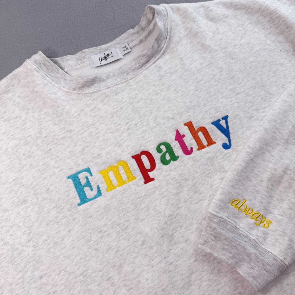 Mayfair The Label Grey Empathy Oversized Sweatshirt Unisex Embroidered Rainbow